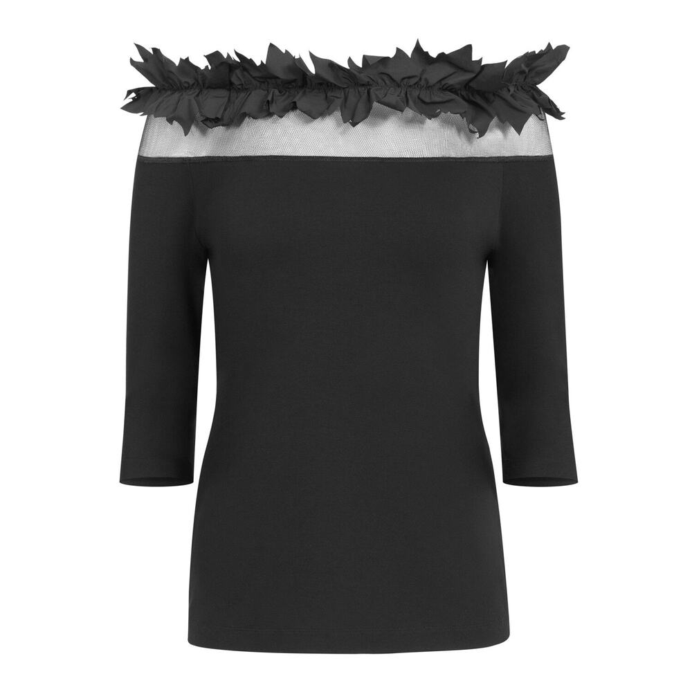 XD XENIA DESIGN Women's Fula Off Shoulder Fancy Top Size M In Black
